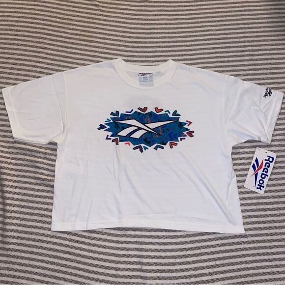 Vintage Reebok Crop Top T shirt Large‎ Logo NWT NOS Deadstock - Picture 1 of 4